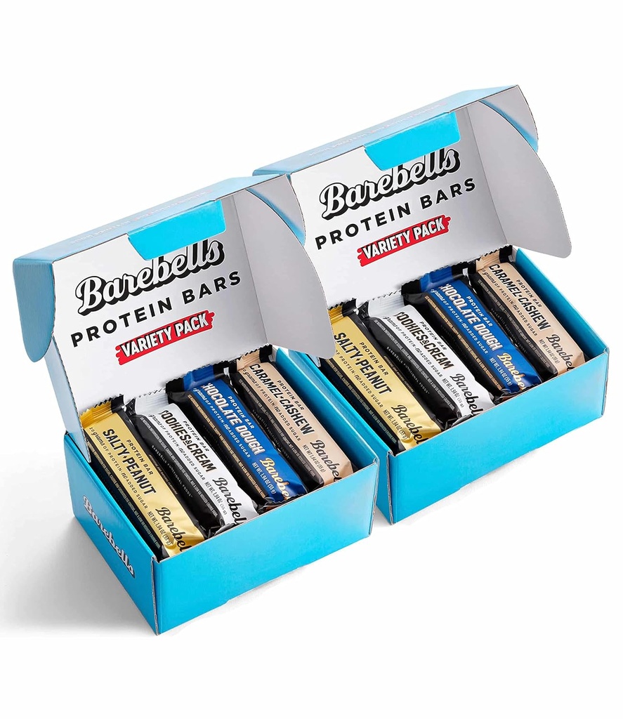 Barebells Protein Bars Variety Pack - 12 Compte, Pack de 2 - Protein Snacks avec 20g de haute protéine - Chocolate Protein Bar avec 1g de sucres totaux - Parfait sur le Go Protein Snack & Breakfast Bars