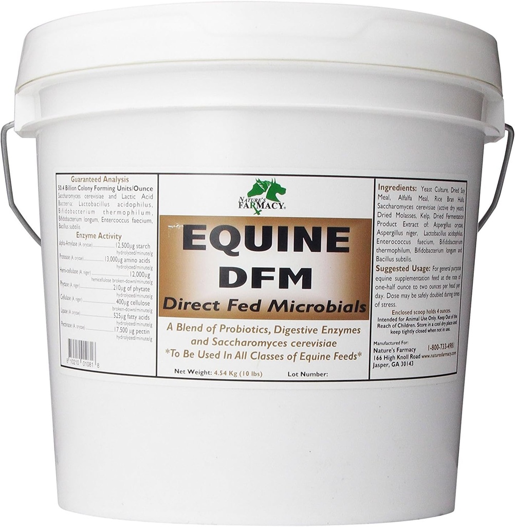 Farmacy Equine DFM (Direct Fed Microbial) Probiotici dal vivo, Enzimi 50 miliardi di CFU Ounce (5 Pound)