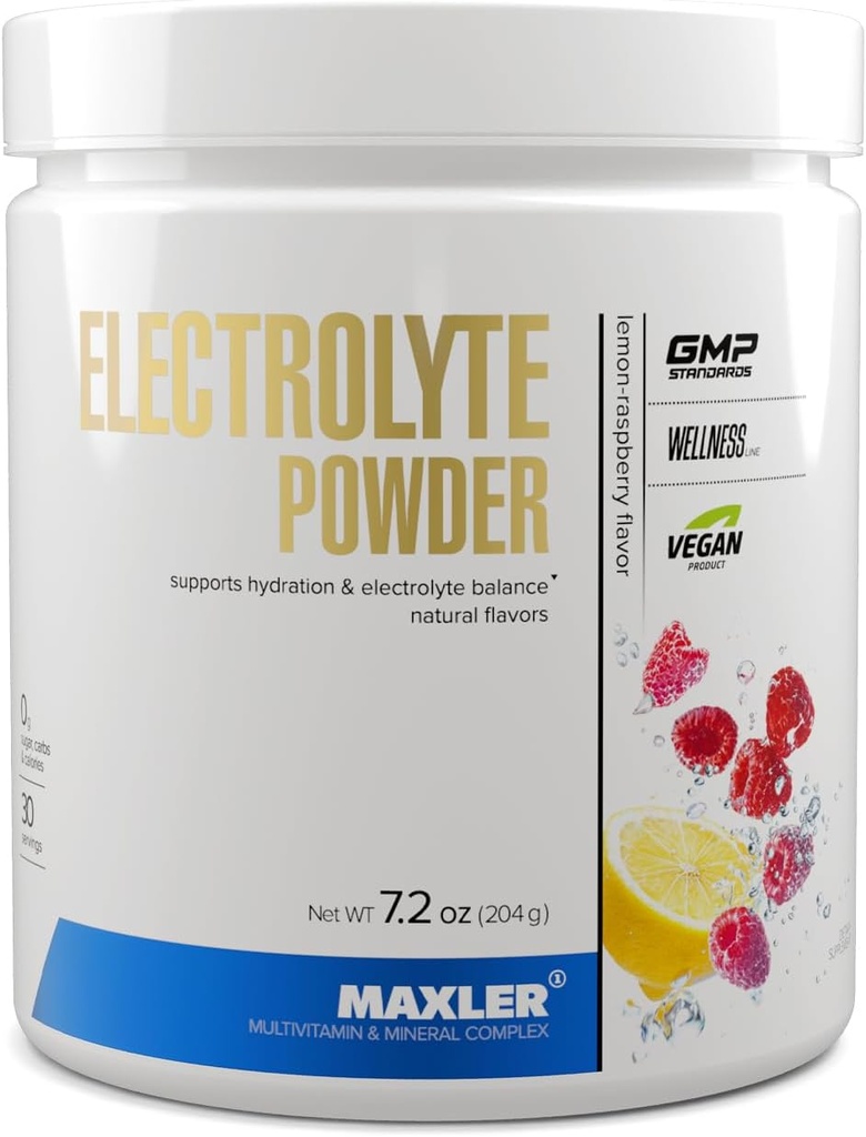 Polvere di elettrolito di Maxler - Miscela di bevanda di elettrolito della polvere di idratazione con il complesso minerale di trace - Polvere di elettroliti di Keto con aromi naturali e dolcificanti - 30 Serve - Limone-Raspberry