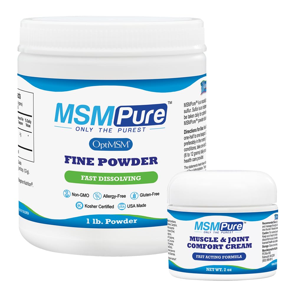 KALA HEALTH MSMPure Feinpulver 1lb und Muskel- & Gelenkcreme 2oz Bundle