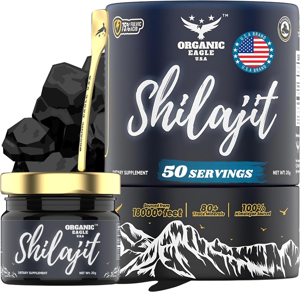 Himalayan Organic Shilajit | 50 Servierungen | Natürliche Energie und Immunität Booster für Männer & Frauen mit 80+ Essential Trace Minerals & 75%+ Fulvic Acid | 100% Pure | mit Lab Testbericht