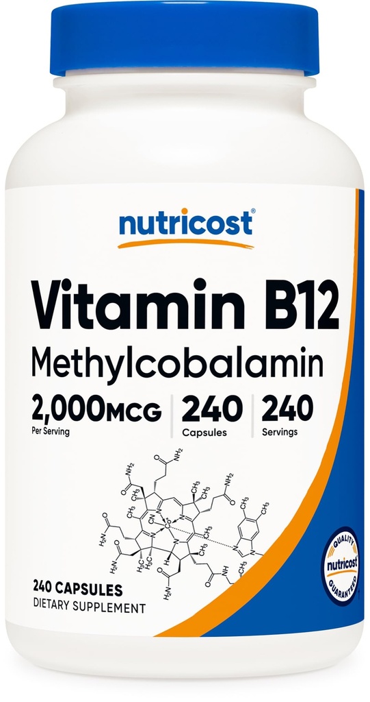 Nutricost Vitamin B12 (Methylcobalamin) 2000mcg, 240 Kapseln - Vegetarische Kapseln, Nicht-GVO, glutenfreies B12 Supplement