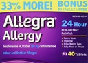 Allegra Allergie 40 Comprimés (Bonus Pack - 33% Plus) Protection 24 heures - non somnolent