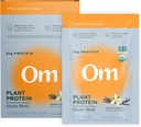 Om Master Blend Poudre de protéines végétaliennes, Vanille, 21g de protéines végétales - Supplément de champignons organiques avec 10 Complexe de champignons, Ashwagandha, BCAAs et vitamine B12 - Servir seul (10 comte)