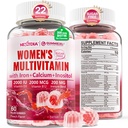 Multivitaminico etilato per donne Gummies, Calcio, D3 K2, Methylfolate & B12, Inositol, Vitamina giornaliera A, C, E, B Complex, Biotina, Ferro - Energia, Immune, Bone, Pelle, Capelli - Vegan, Sugar Free, 60 Conte
