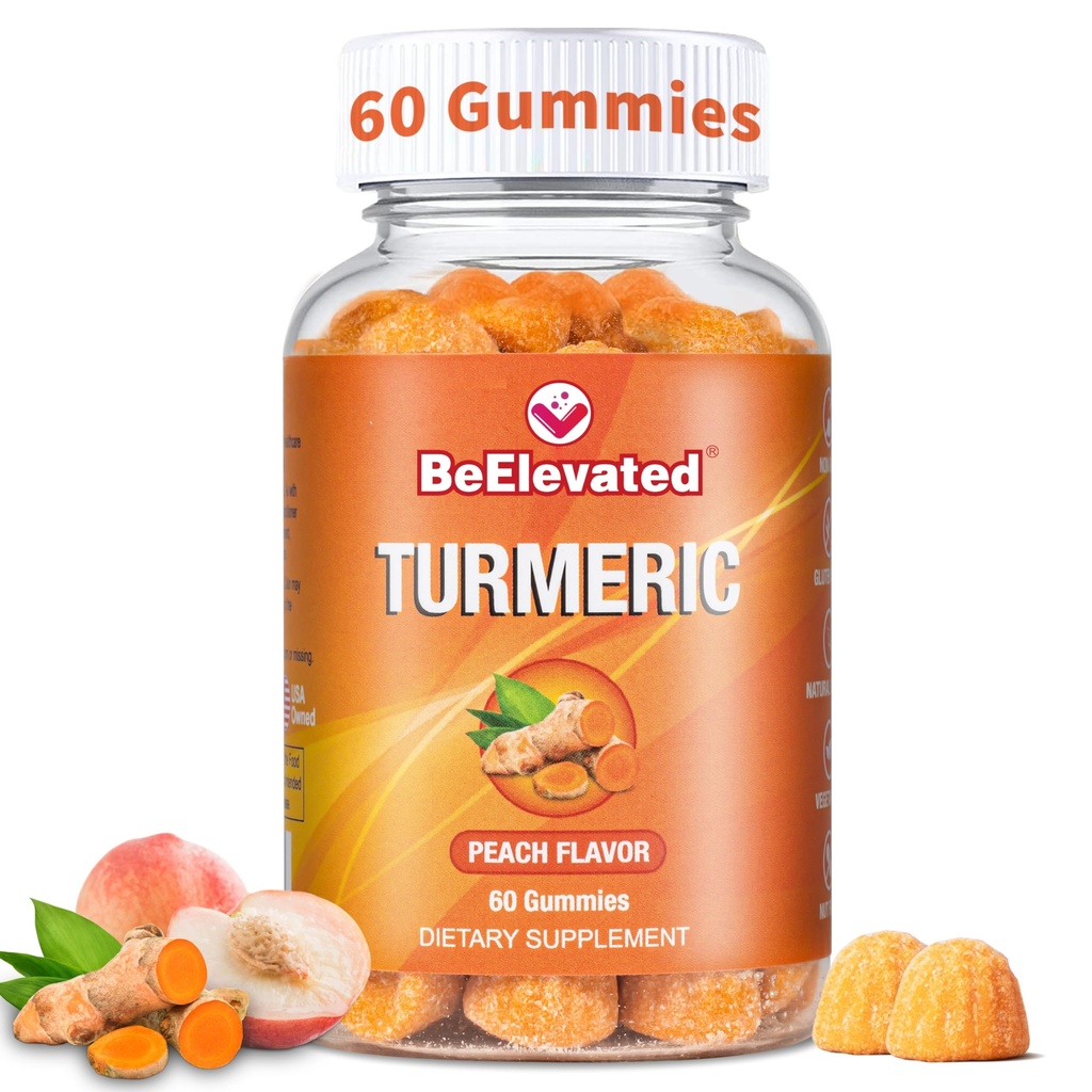 Gummie curcumina curcuma – Extra Forza 2000mg 8:1 Estrarre gommie di supplemento di curcuma con pepe nero & Ginger – Vegan non OGM Joint Support Chewables – Peach Flavor, 60 Conte