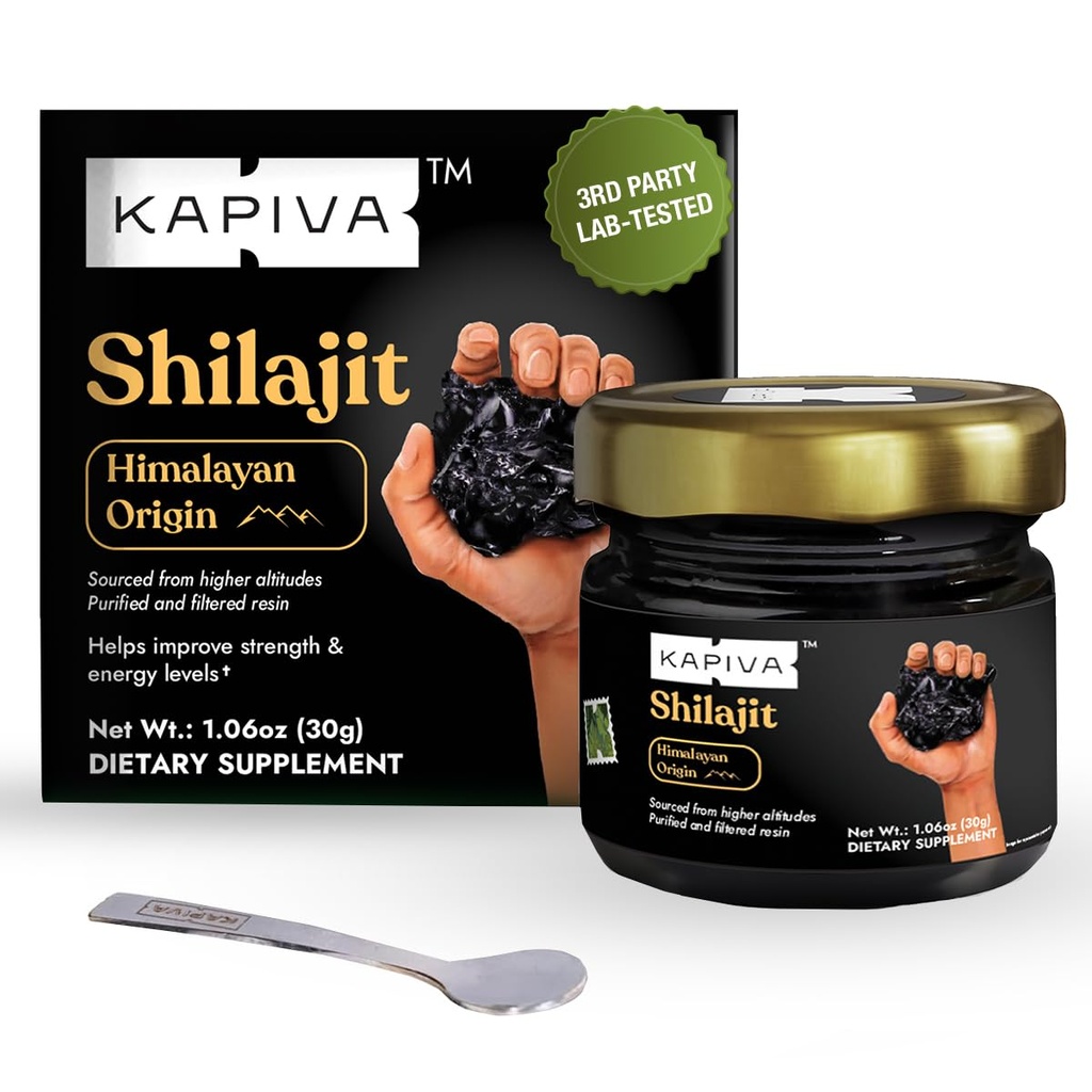 Kapiva 100% reines Himalaya Shilajit Resin(30gm), Hohe Potenz für Herren & Frauen | 120 Servierungen von 250mg | 80+ Trace Minerals, Bis zu 70% Fulvic Acid | Authentic | Natürliche Energie & Immununterstützung