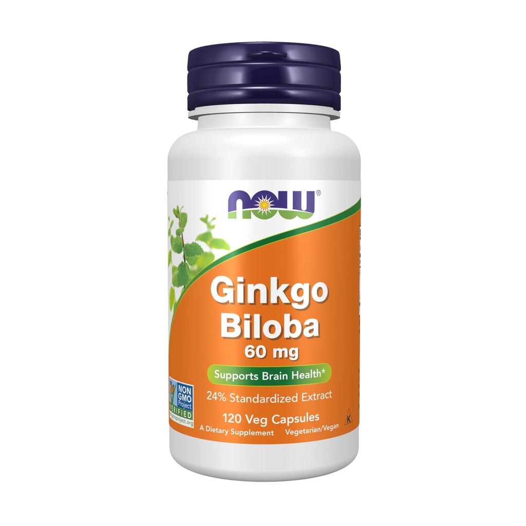JETZT Nahrungsergänzungsmittel, Ginkgo Biloba 60 mg, 24% Standardisierte Extrakt, Non-GMO Projekt Verified, 120 Veg Kapseln