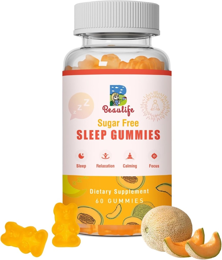 5 mg Melatonin Gummies, Supporto per il sonno per gli adulti, integratori di melatonina per il sonno, 60 Cantaloupe- Gummies aromatizzati