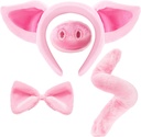 Spooktacular Creations Pink Pig Dalmatinisches Kostüm Set mit Ohren Nasenschwanz und Bogenkrawatte, Tierkostüm Zubehör für Unisex