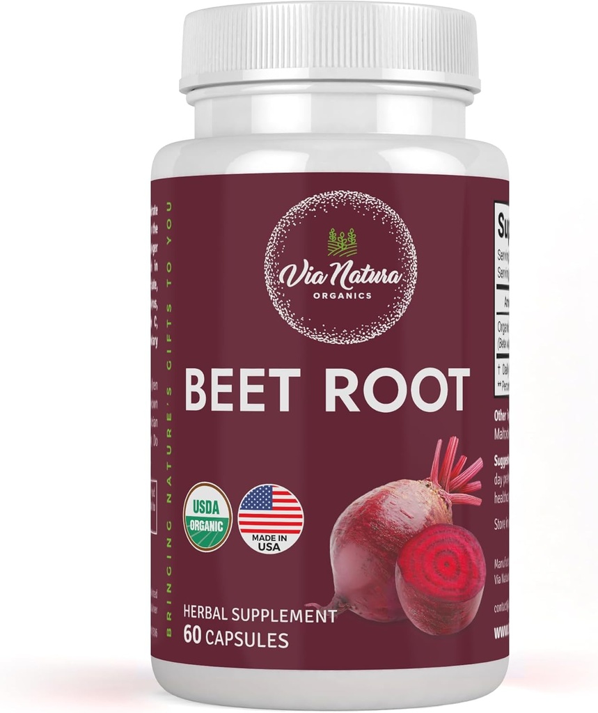 Capsules de betterave 1000mg de complément biologique à base de plantes Source naturelle de nitrate 60 Capsules