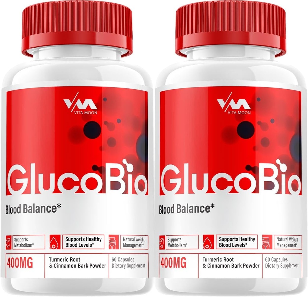 (2 Pack) Gluco Bio Integratore di supporto per la vitamina sana - Formula avanzata GlucoBio, Gluco Bio Recensioni di resistenza massima, 120 capsule