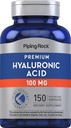 Piping Rock Hyaluronsäure Supplement | 100 mg | 150 Kapseln | als Natriumhyaluronat | Non-GMO, Glutenfrei