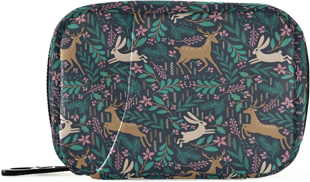 Animal Deer Rabbit Pill Box 7 giorno Pill Case Travel Pill Organizer Bag con Zipper Portable Weekly Case Dimensioni compatte per il supporto supplemento di vitamina
