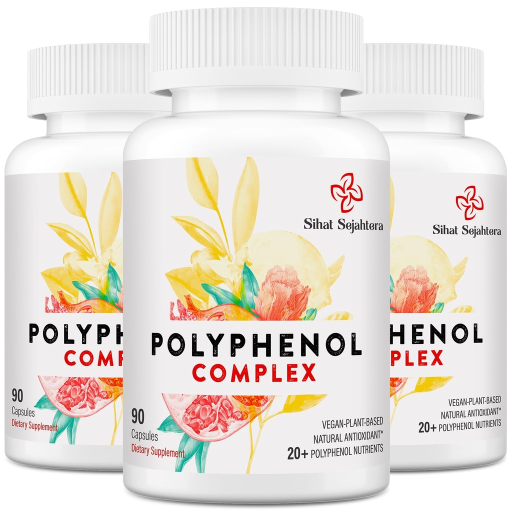 67.500 MG-Polyphenol-Ergänzung - Leistungsstarke Antioxidantien & Polyphenol für Alter Defense, Polyphenol Superfood, Quercetin, Resveratrol, Grüner Tee, Pflanzen-Based & Energy, Immununterstützung, 270 Kapseln