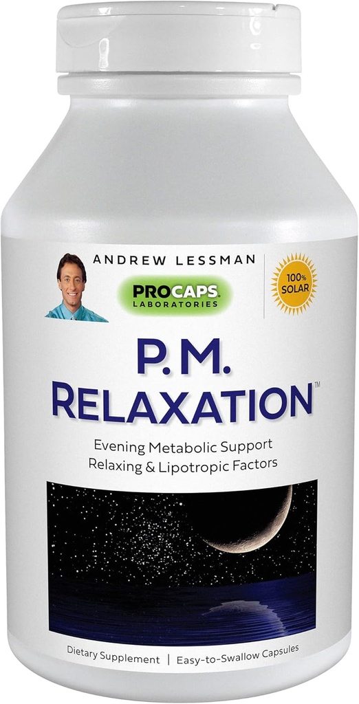 ANDREW LESSMAN P.M. Rilassamento - 90 capsule - Supporto naturale per il sonno gentile e riposante con melatonina, Valerian, Passionflower, Hops, Camomilla. No Morning Grogginess Piccolo Facile da ingoiare capsule