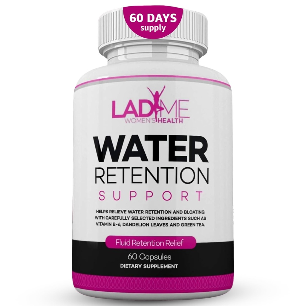 Wasser Retention Pillen für Frauen Bloating Relief mit Vitamin B6, Dandelion & Grüner Tee Natürliche Diuretic für Wasser Entwässerung, Bloating & Swelling Detox Kapseln - 60 Caps (2 Monate Versorgung) - von LadyMe