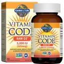 Garden of Life Vitamin D3 5000 IU, Raw Whole Food Supplements with Chlorella, Fruit, Veggies & Probiotics for Bone & Immune Health, 60 Vegetarian Capsules