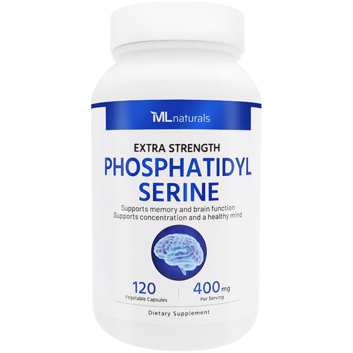 ML Naturals Phosphatidyl Serine 400 mg (High Dosage) 120 pflanzliche Kapseln. Unterstützt Memory & Brain Funktion, Non-GMO, NSF-zertifiziert & cGMP-Compliant