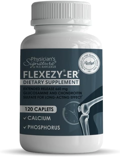 Rawleigh Flexezy-ER: 120 Caplets | 24/7 Joint Support Formula | Glucosamine & Chondroitin Solfate Blend | Calcium & Phosphorous | 24-Hour Extended Release | Joint Health Supplement for Men & Women