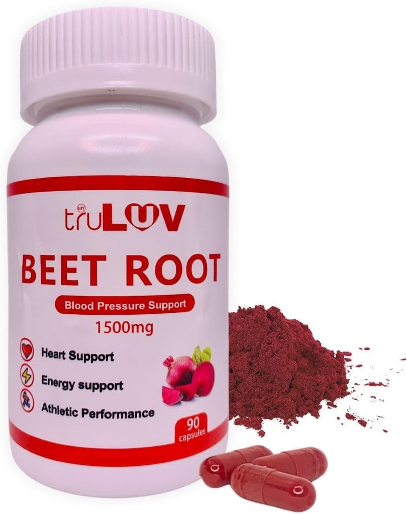 Capsules de racine de betterave 1500mg, 90 Nombre – Soutient la santé