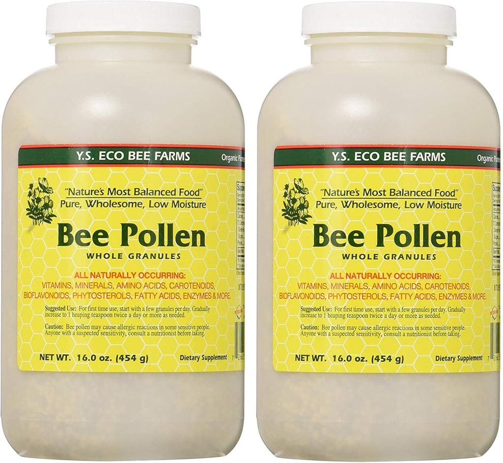 Bienen Pollen - Low Moisture Whole Granulars YS Eco Bee Farms 16 oz Granular (2 Pack)