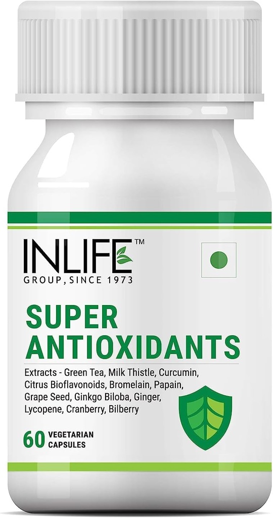 Sheltr Super Antioxidante Ergänzung Lycopin, Grüner Tee, Milchdistel, Curcumin, Traubenseide, Ginkgo Biloba, Ginger, Cranberry, Bilberry, Alpha Lipoic Acid, Lutein, Zeaxanthin - 60 Kapseln (Pack von 1)