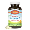 Carlson - Kid's Chewable Vitamin C, 250 mg, 1 g of Sugars, Immune Support & Optimal Wellness, Antioxidant, Tangerine, 60 Vegetarian Tablets