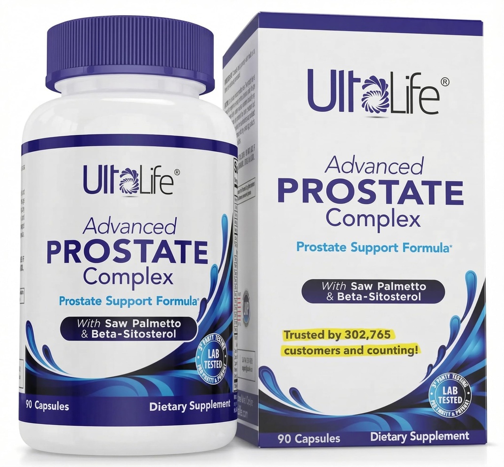 ULTALIFE Advanced Saw Palmetto Prostate Supplement for Men with Beta Sitosterol Promotes Urinary Comfort, Sleep Quality & Prostate Health 90 Capsules