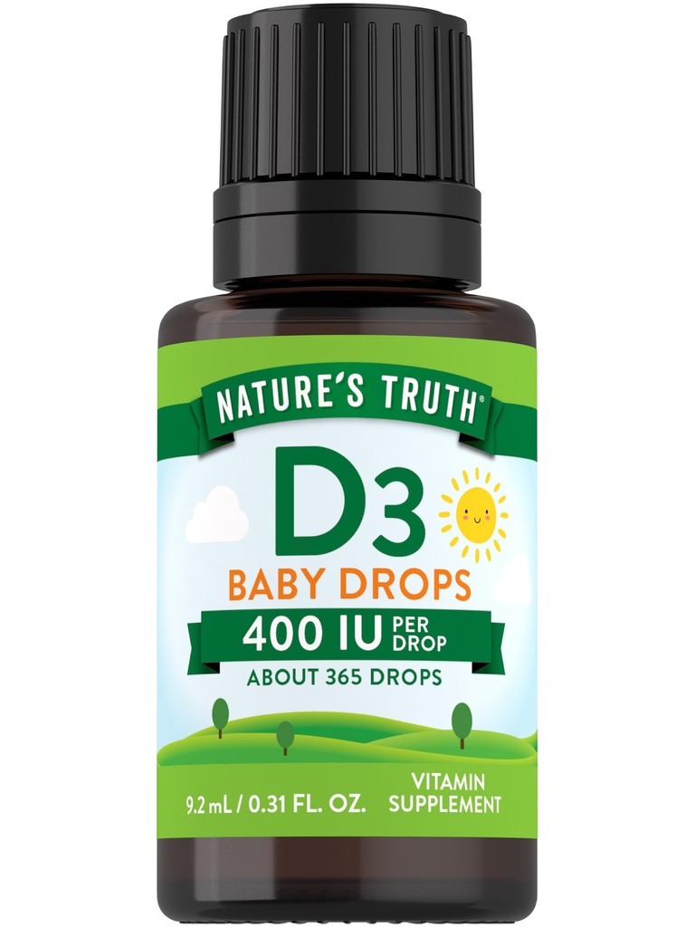 Nature's Truth Vitamin D Tropfen für Infants | 400 IU | 9,2 mL | D3 für Kinder | Vegetarisch, Non-GMO & Gluten Kostenlose Ergänzung