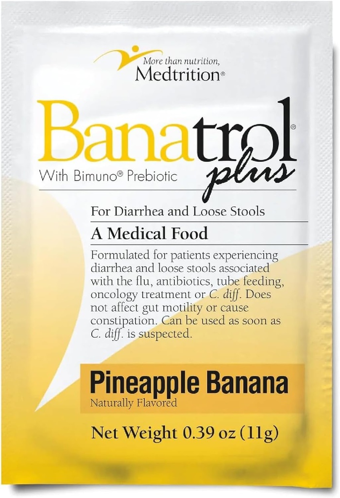 Banatrol® Natural Anti-Diarrheal mit Präbiotika, Relief von chronischer Durchfall, IBS, wiederkehrende Durchfall, klinisch unterstützte medizinische Lebensmittel, nicht-verbindend, 25 Servietten (Pineapple)