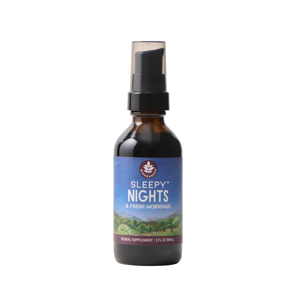 WishGarden Kräuter Schlafende Nächte & Frische Morgen - All-Natural Kräuter Schlafhilfe Tinktur, Organic Sleep Supplement mit Passionflower, Hops und Scullcap, unterstützt Tiefschlaf & Gesunde Schlafzyklen, 2oz