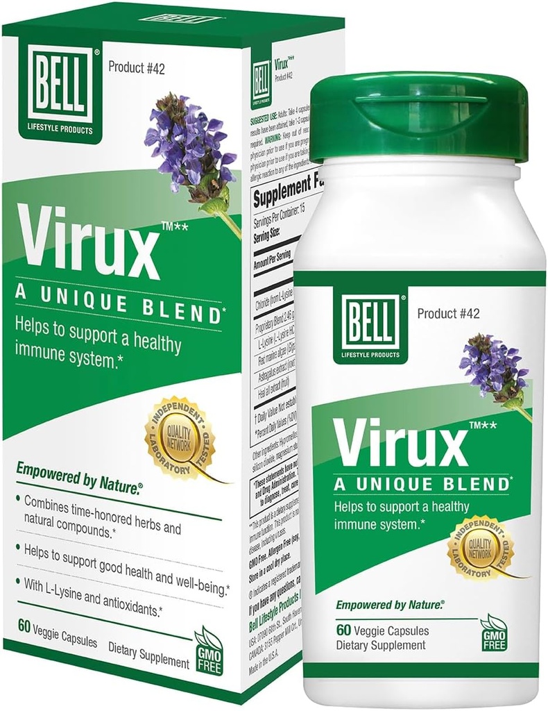 Bell ViruxTM L Lysin und Roter Marine - Natürliche Kräutermischung, einzigartige Ergänzung zu erhöhen das Immunsystem- Lysine 1000mg Kapseln