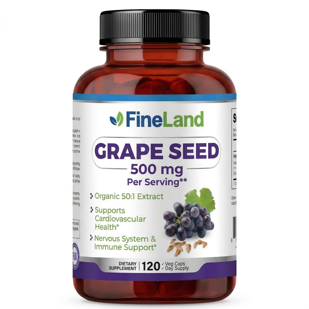 Estratto di semi di grana di fineLand 50:1 – 25.000mg Equivalente per capsula – 120 capsule vegane – Ricco di antiossidanti | Cuore, Immune & Circulation Support – Non-GMO | Made in USA