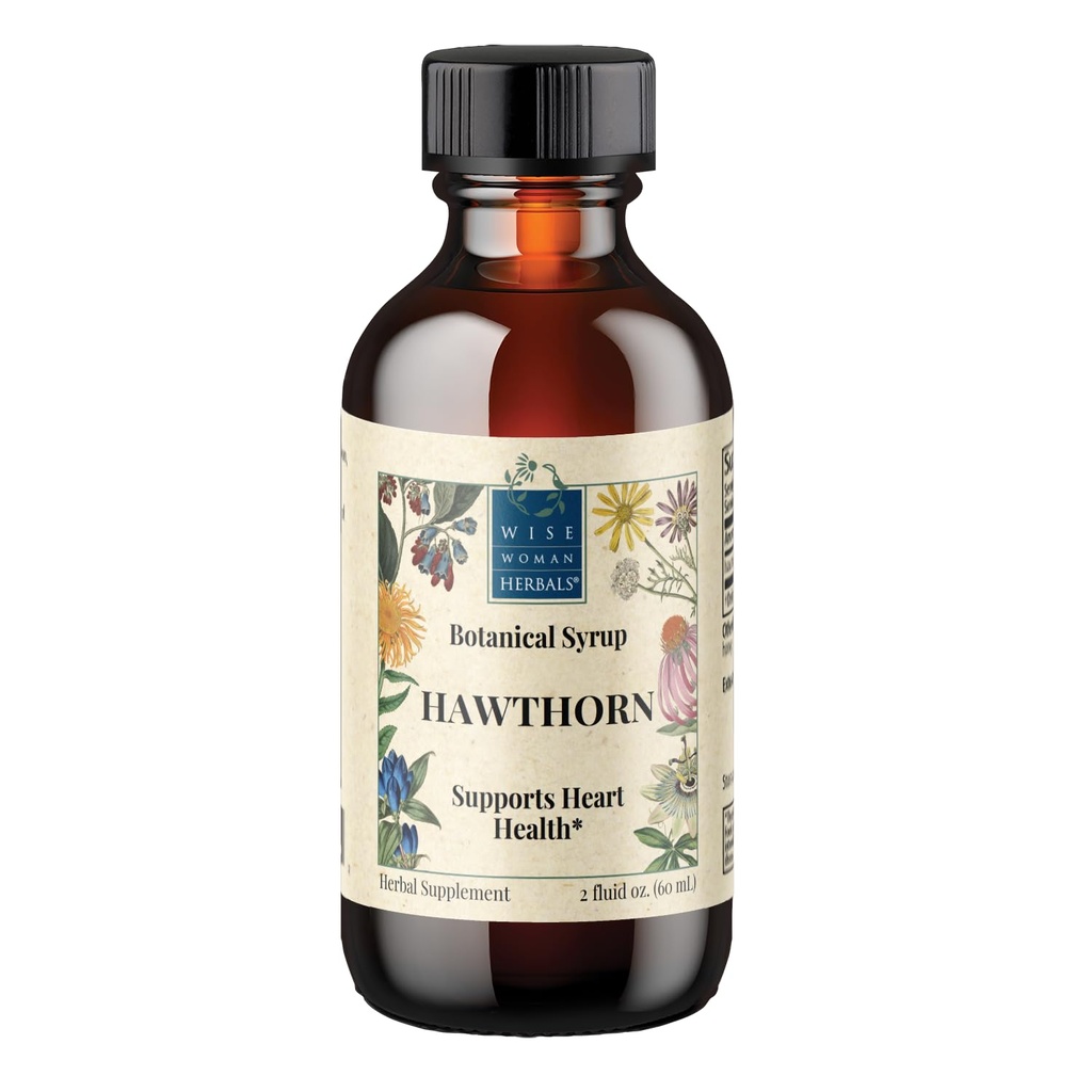 Wise Woman Herbals Hawthorn Berry Solid Extract 4:1, sans alcool extra force, favorise la circulation saine, la protection antioxydante, le soutien cardiovasculaire à base de plantes, 2 Fl Oz