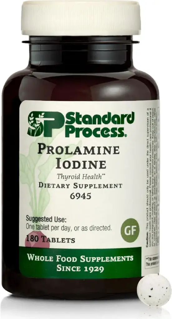 Standard Process - Prolamine Iodine - Supports Healthy Iodine Levels, Healthy Thyroid Function, Calcium, Iodine, Gluten Free and Vegetarian - 180 Tablets
