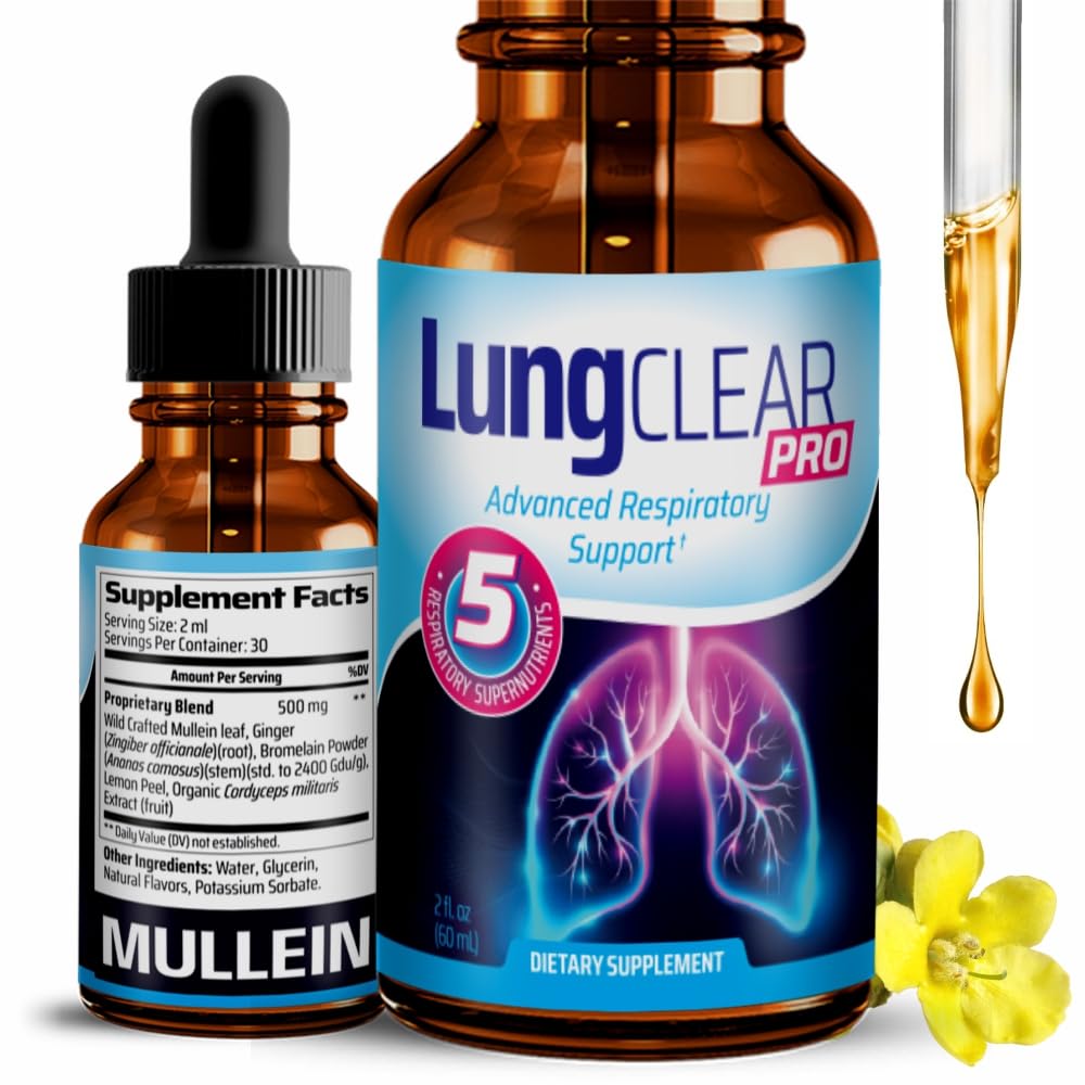 Lung Support Supplement Tropfen mit Wild Mullein Blatt Extrakt für Lunge und Mucus Relief Unterstützung - 2 Fl oz