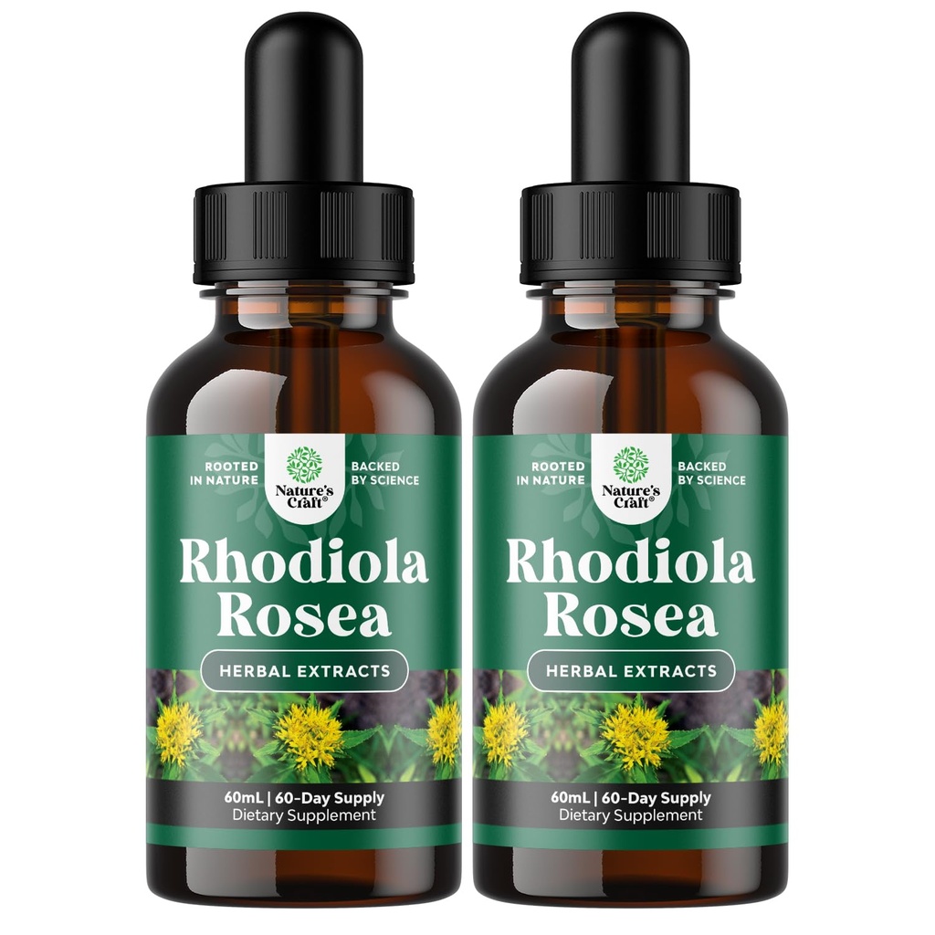 Tintura Rhodiola Rosea ad alta potenza - Supplemento Rhodiola liquido per l'energia e il supporto per lo stress con il 3% Salidrosides Rosea Extract - Vegan Non-GMO & Alcohol-Free (120 Serve)