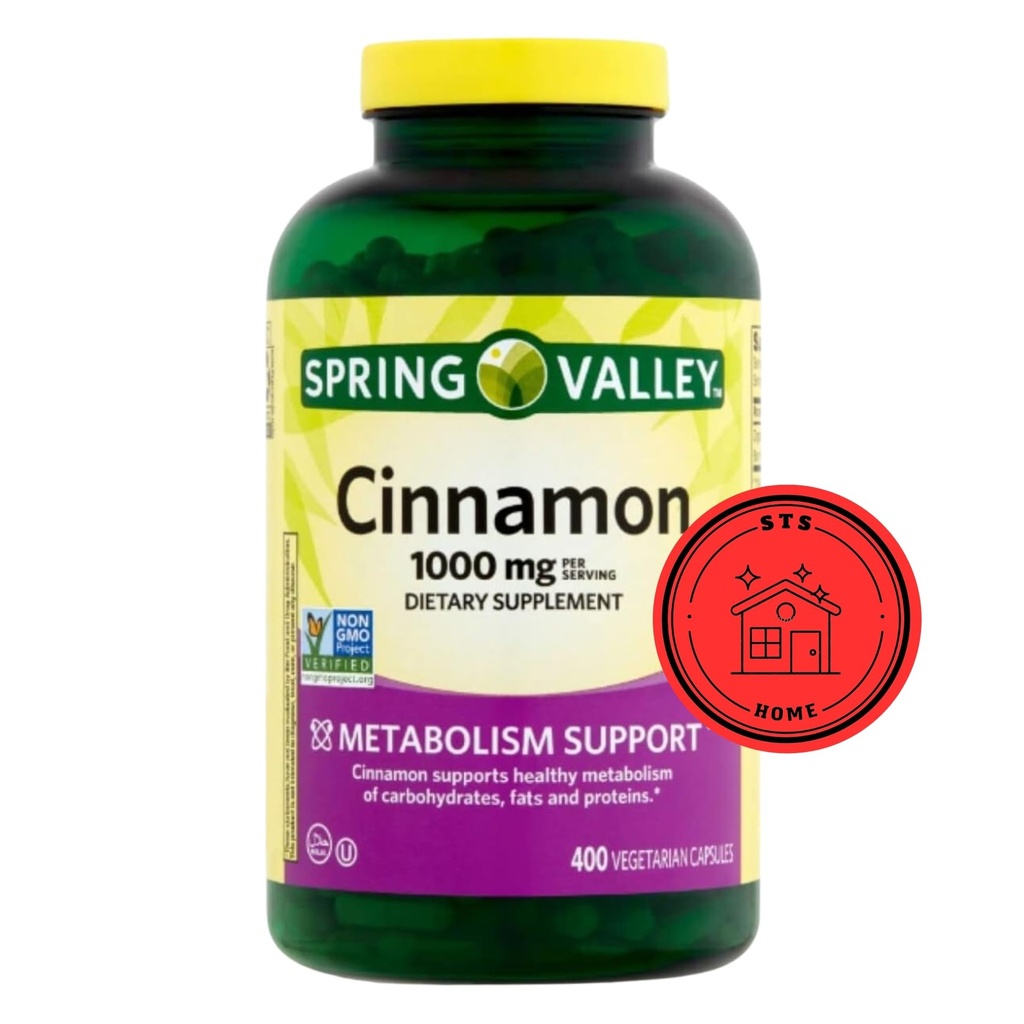 Spring Valley Cinnamon Nahrungsergänzung, 1000 mg, 400 Count + STS Aufkleber.