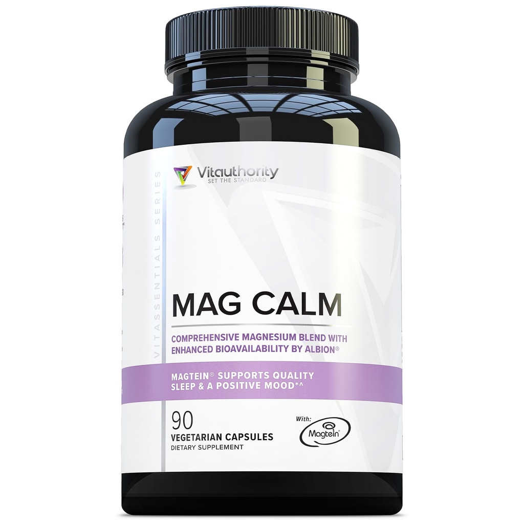 Vitauthority Magnesium L-Threonate Biglycenate Chelate Blend GABA and L-Theanine Sleep Support 90 Capsules 30 Servings