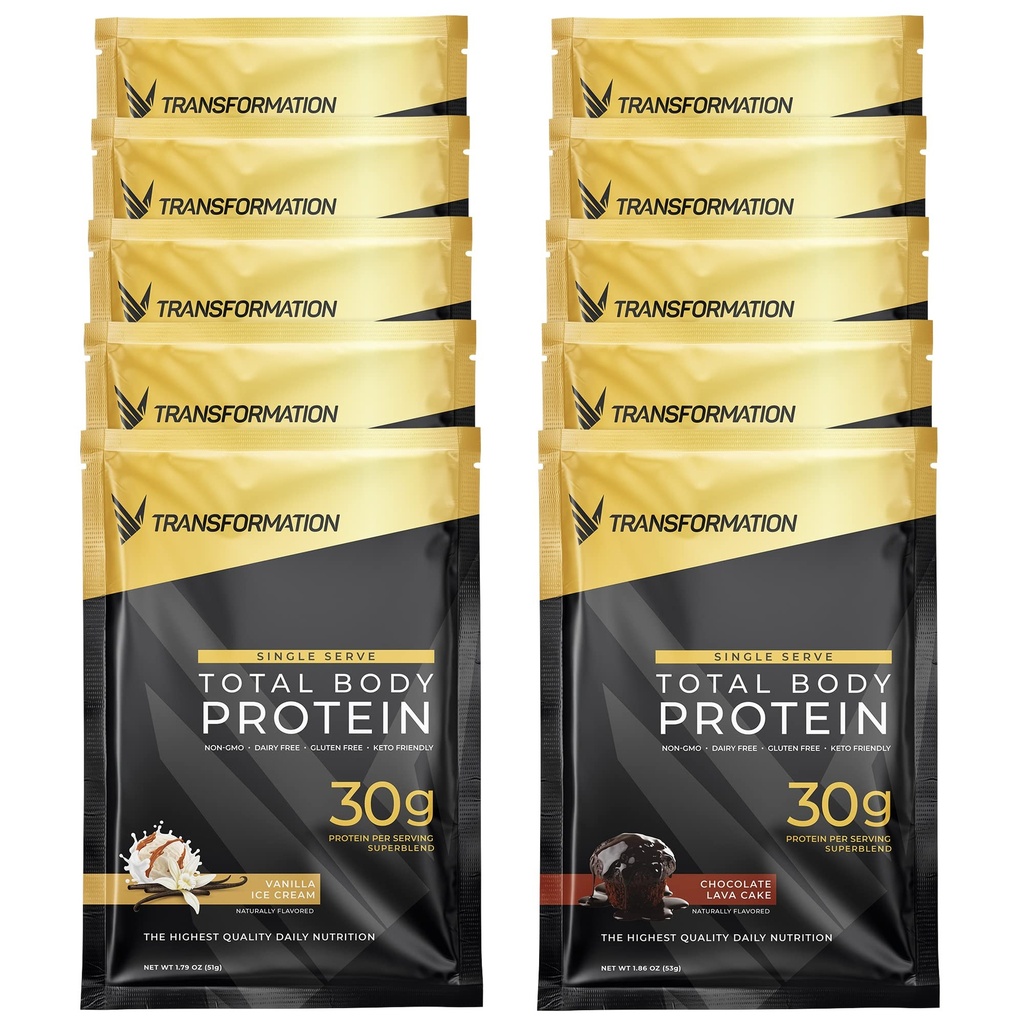 Trasformazione Proteine Super Blend | Egg White, Collagen Peptides, and Plant Protein | 15 miliardi di CFU Probiotici | Enzimi digestivi | MCT Oil | Low Carb Shake for Men & Women | Varietà, 10 Pack
