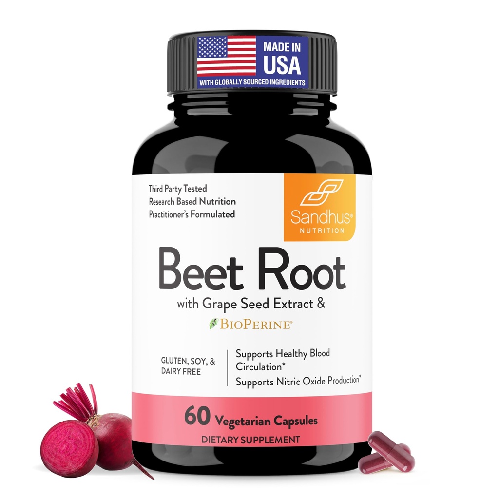 Sandhu's Beet Root Powder Capsules avec Bioperine.