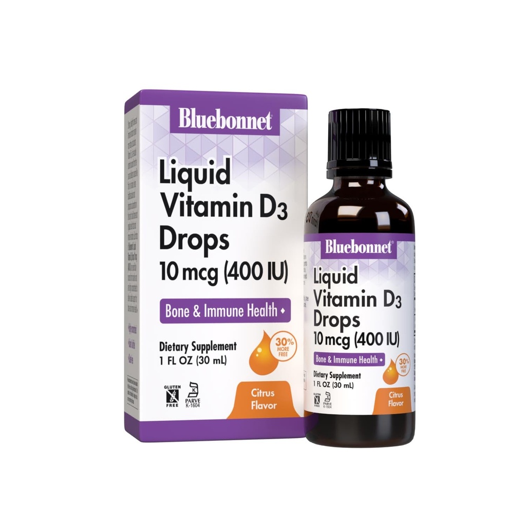 BlueBonnet Flüssiges Vitamin D3 Tropfen 400 IU, Citrus, 1 Fl Oz