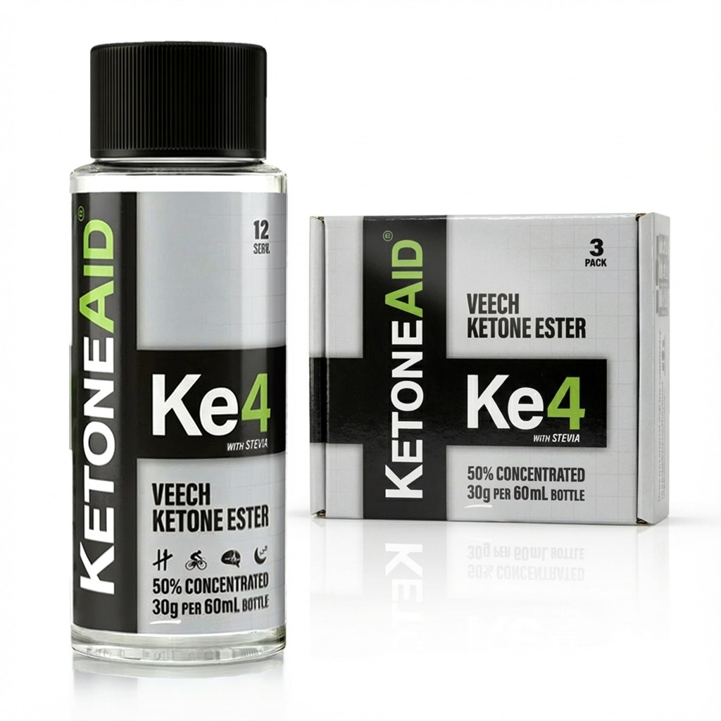 CétoneAid Ke4 Cétone Ester Concentrate , Pas de sel cétone, Pas de sucre, Pas de caféine , Exogène D-BHB Ester , 12 portions par bouteille (3 comte)