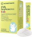 MOMSTAMIN 2'-FL Pre & Probiotics for Kids(4+) : Gut Health | Immune Support | Digestive Supplement Enhance Cognitive Ability & Sleep Quality Vitamin C, D Zinc/Yogurt Flavored 30 Sticks - Daily