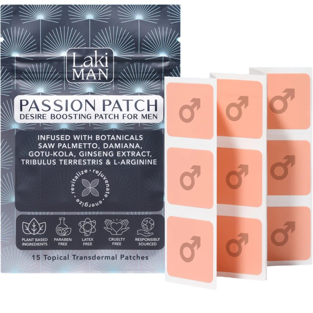 Laki Naturals Passion Patch for Men (Pack of 15) – Supporta la Circolazione, la Vitalità, il Vigore e l'Energia con ingredienti naturali – Formazione non-Habit, Patch benessere salute uomo a tempo