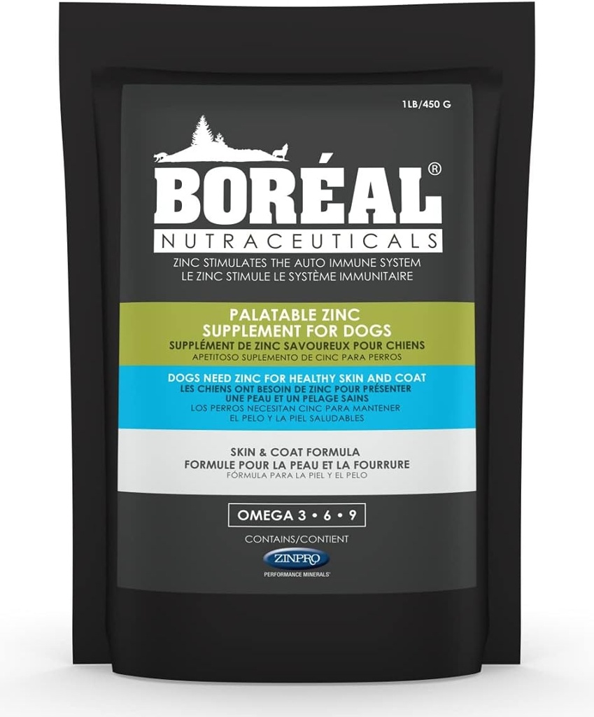 Boréal Palatable Zink Ergänzung für Hunde 16 oz wiederverschließbare Tasche
