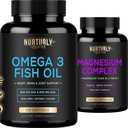 Complexe de magnésium et huile de poisson Oméga 3 - Citrate de magnésium 500MG – Huile de poisson 2000mg, 800mg EPA et 600mg DHA - Détente musculaire, sommeil et énergie, santé osseuse, cerveau et coeur