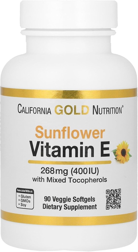 California Gold Nutrition Sonnenblume Vitamin E mit gemischten Tocopherolen, 400 IU, 90 Veggie Softgels