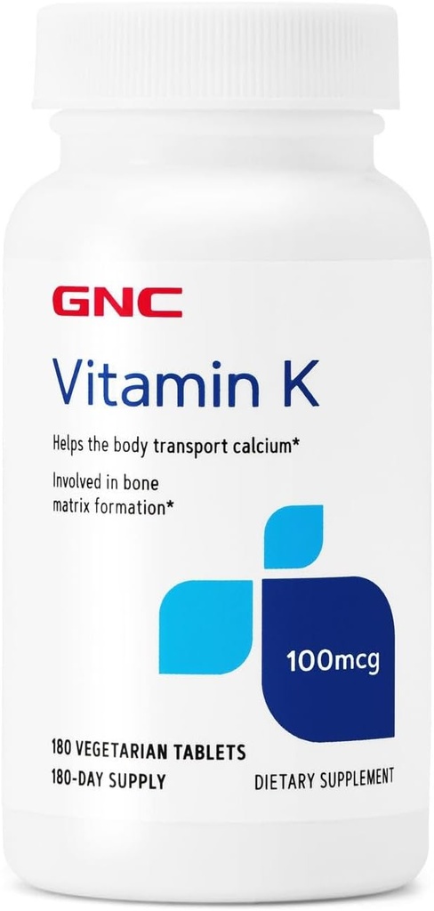 GNC Vitamin K 100mcg, 180 Tabletten, Hilft den Körper Transport Kalzium